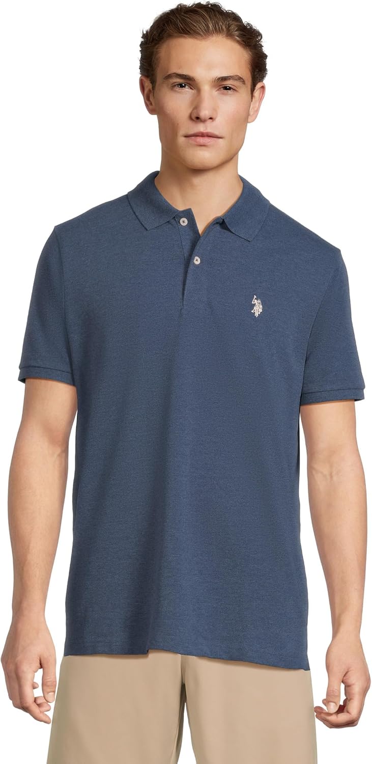 Men's Classic Pique Polo Shirt with Two Buttons, Black - Image 66