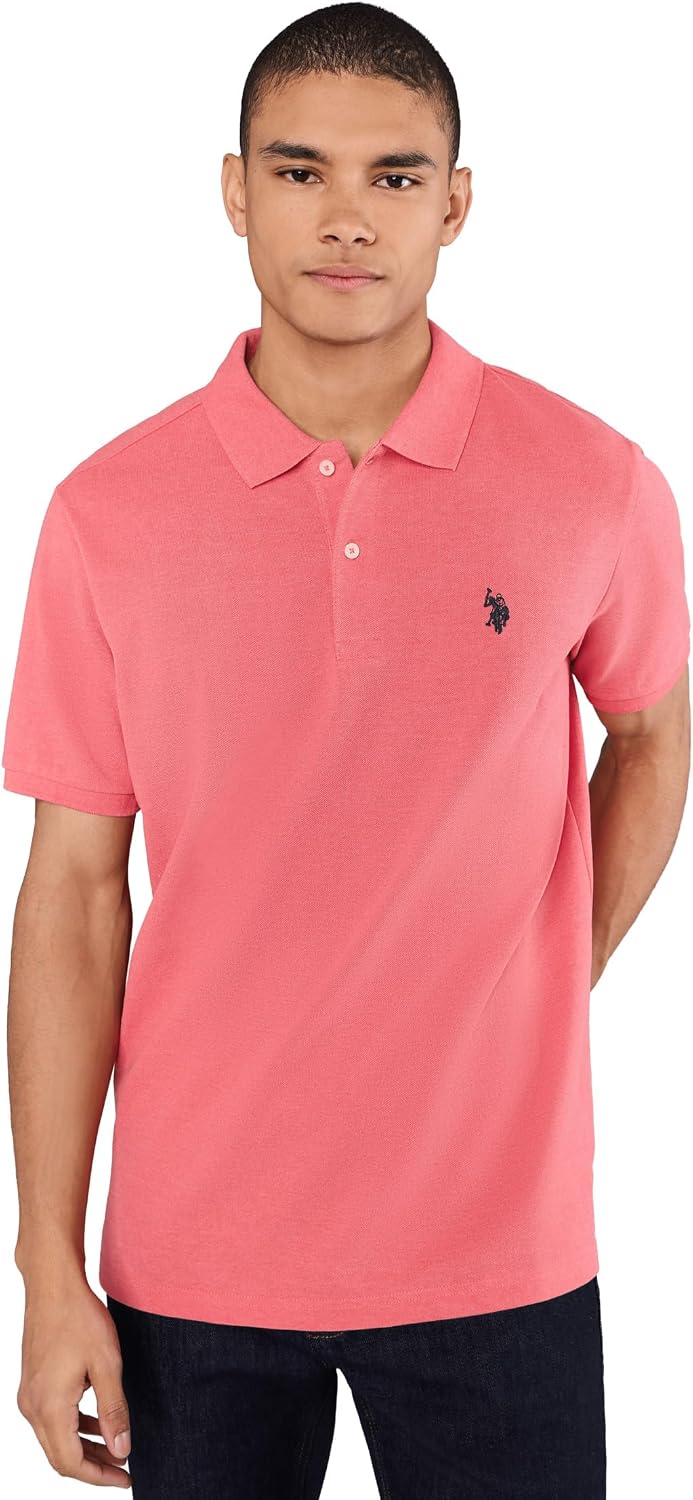 Men's Classic Pique Polo Shirt with Two Buttons, Black - Image 91