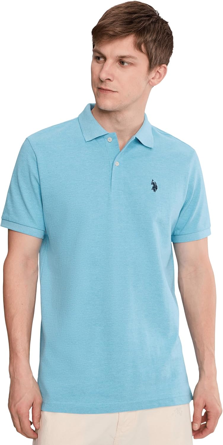 Men's Classic Pique Polo Shirt with Two Buttons, Black - Image 14