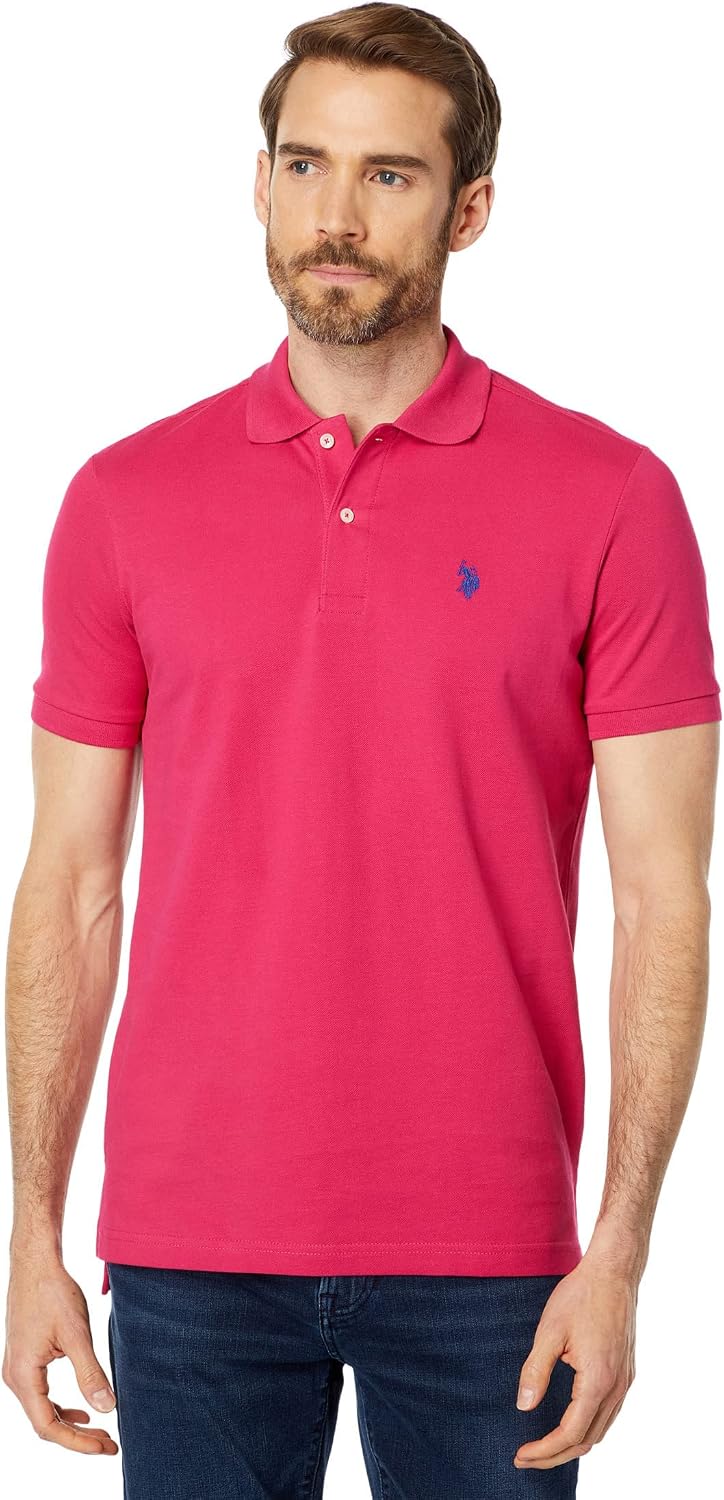 Men's Classic Pique Polo Shirt with Two Buttons, Black - Image 79