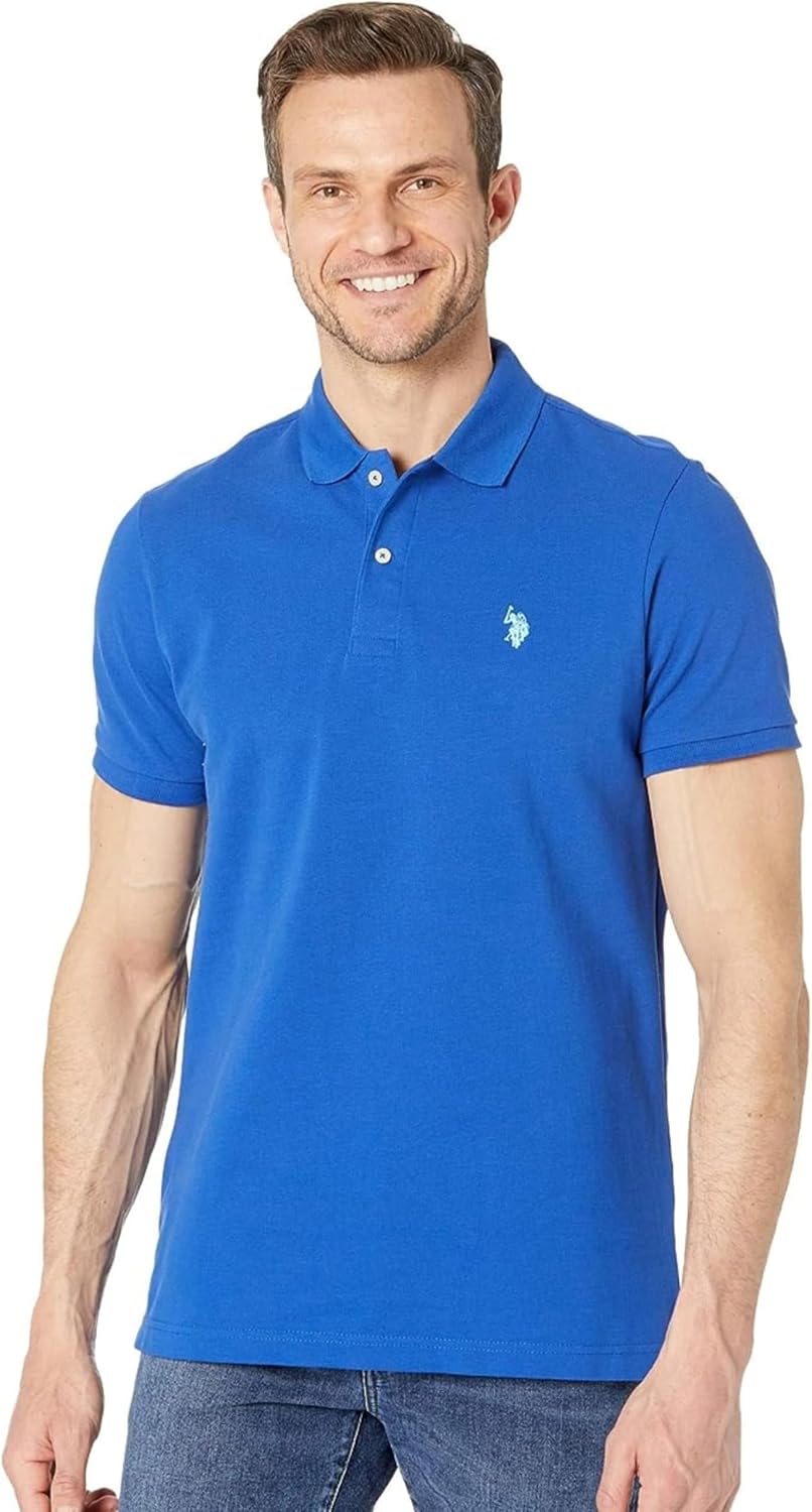 Men's Classic Pique Polo Shirt with Two Buttons, Black - Image 26