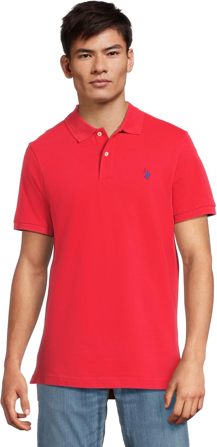 Men's Classic Pique Polo Shirt with Two Buttons, Black - Image 75
