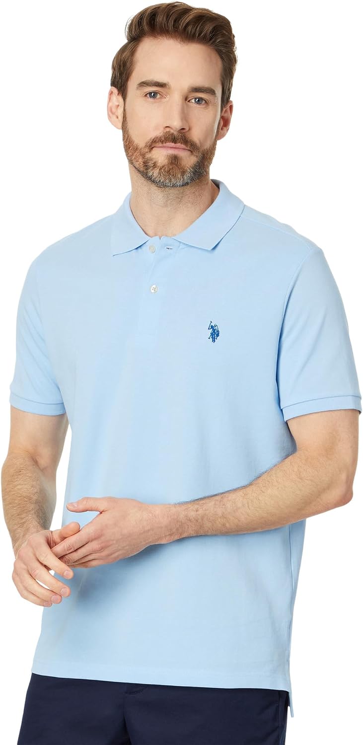 Men's Classic Pique Polo Shirt with Two Buttons, Black - Image 13