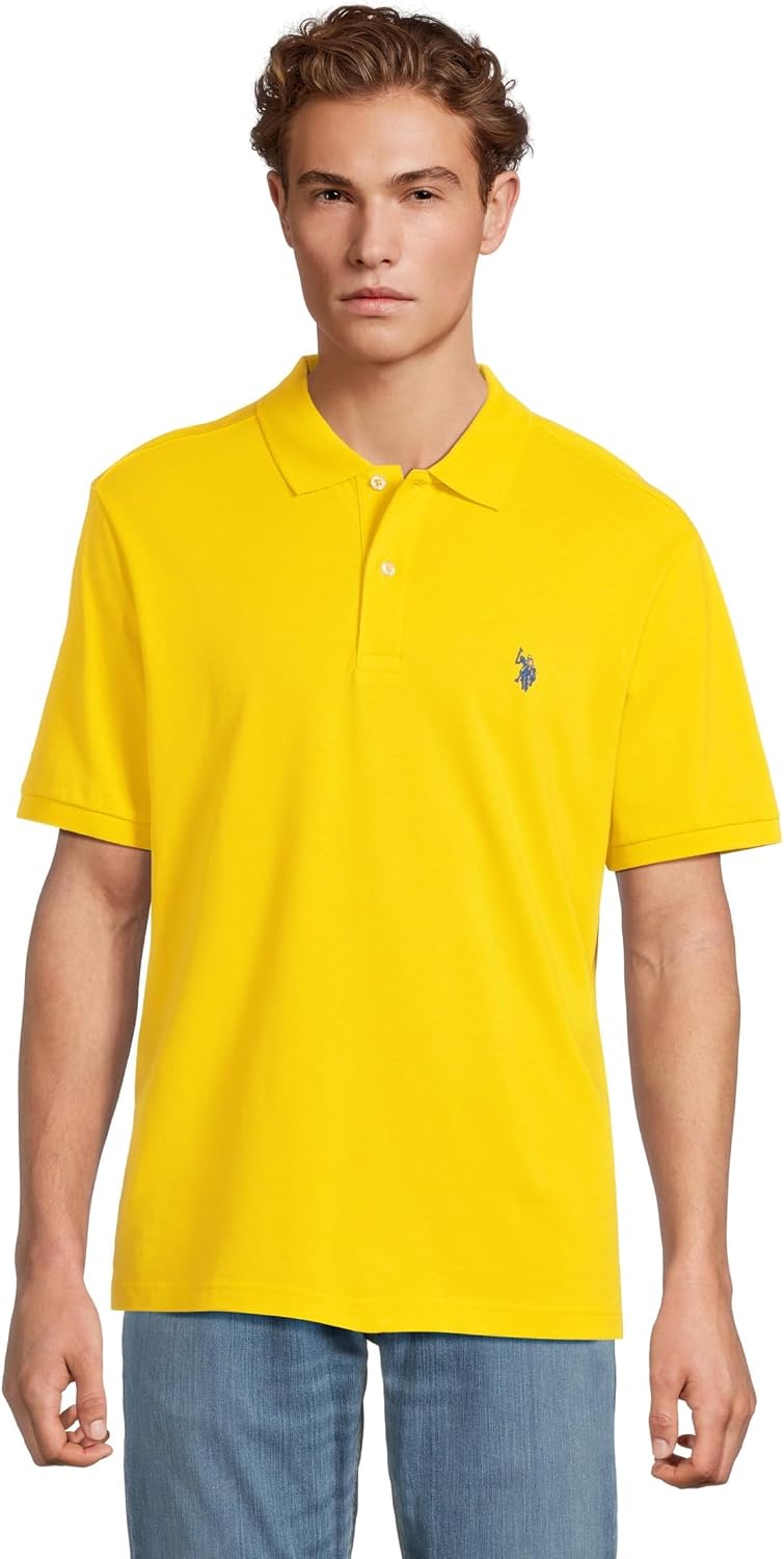 Men's Classic Pique Polo Shirt with Two Buttons, Black - Image 7