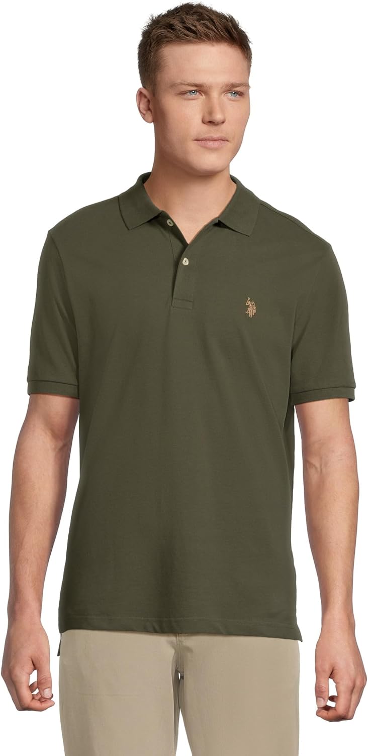 Men's Classic Pique Polo Shirt with Two Buttons, Black - Image 19