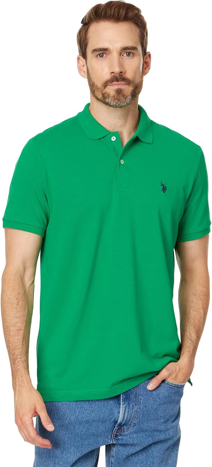 Men's Classic Pique Polo Shirt with Two Buttons, Black - Image 88