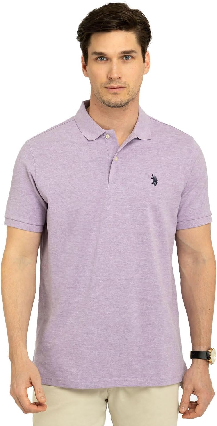 Men's Classic Pique Polo Shirt with Two Buttons, Black - Image 20