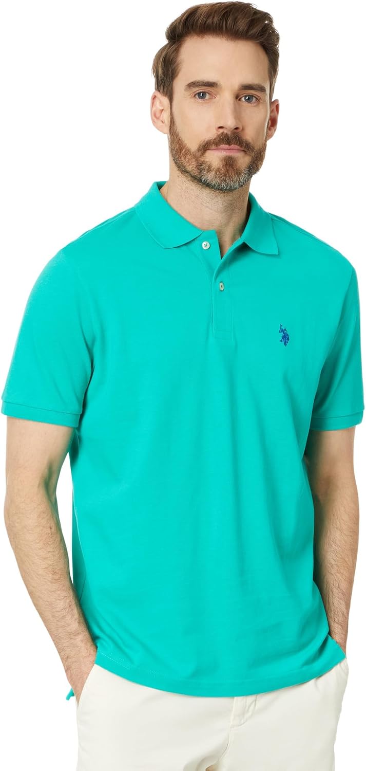 Men's Classic Pique Polo Shirt with Two Buttons, Black - Image 71