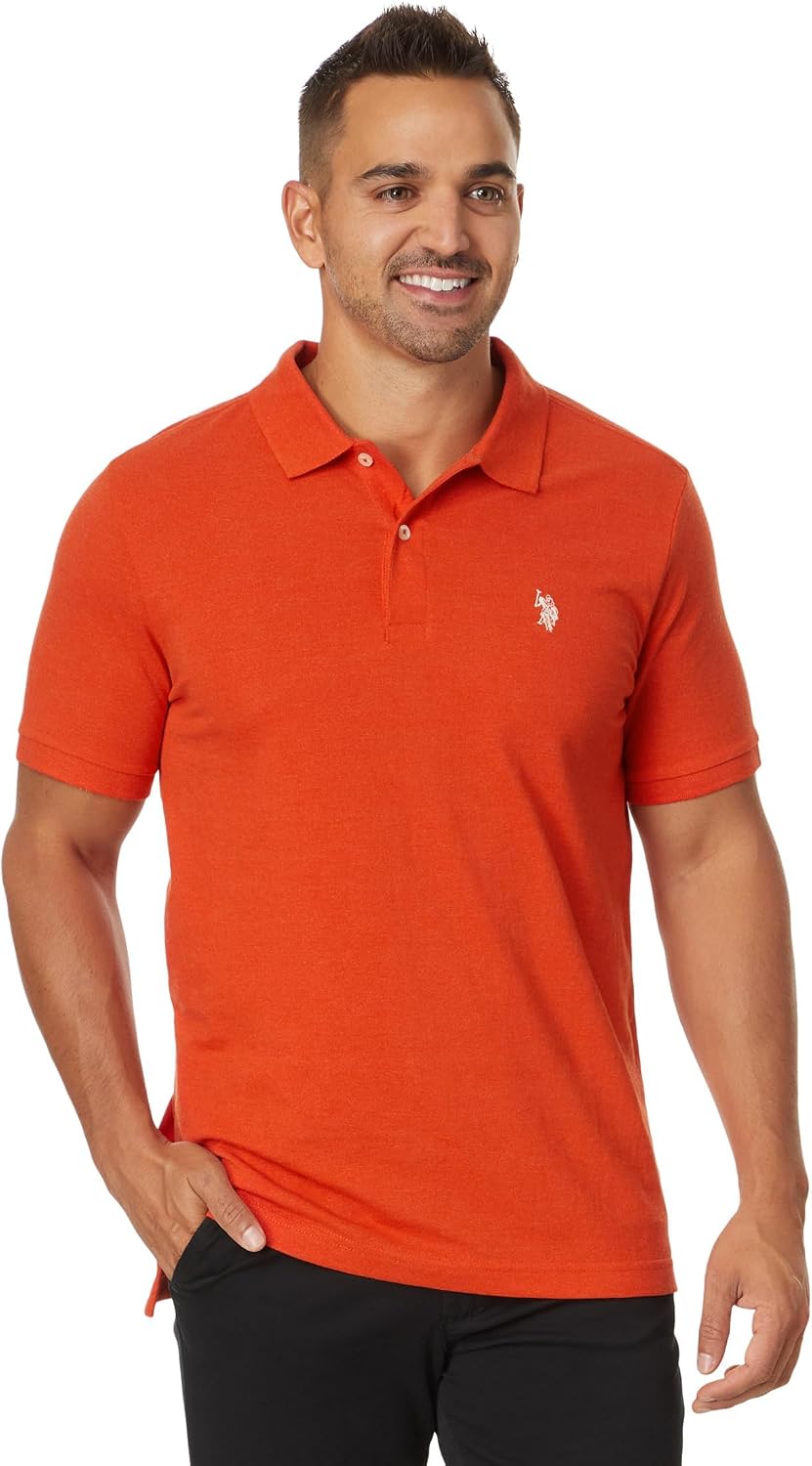 Men's Classic Pique Polo Shirt with Two Buttons, Black - Image 73