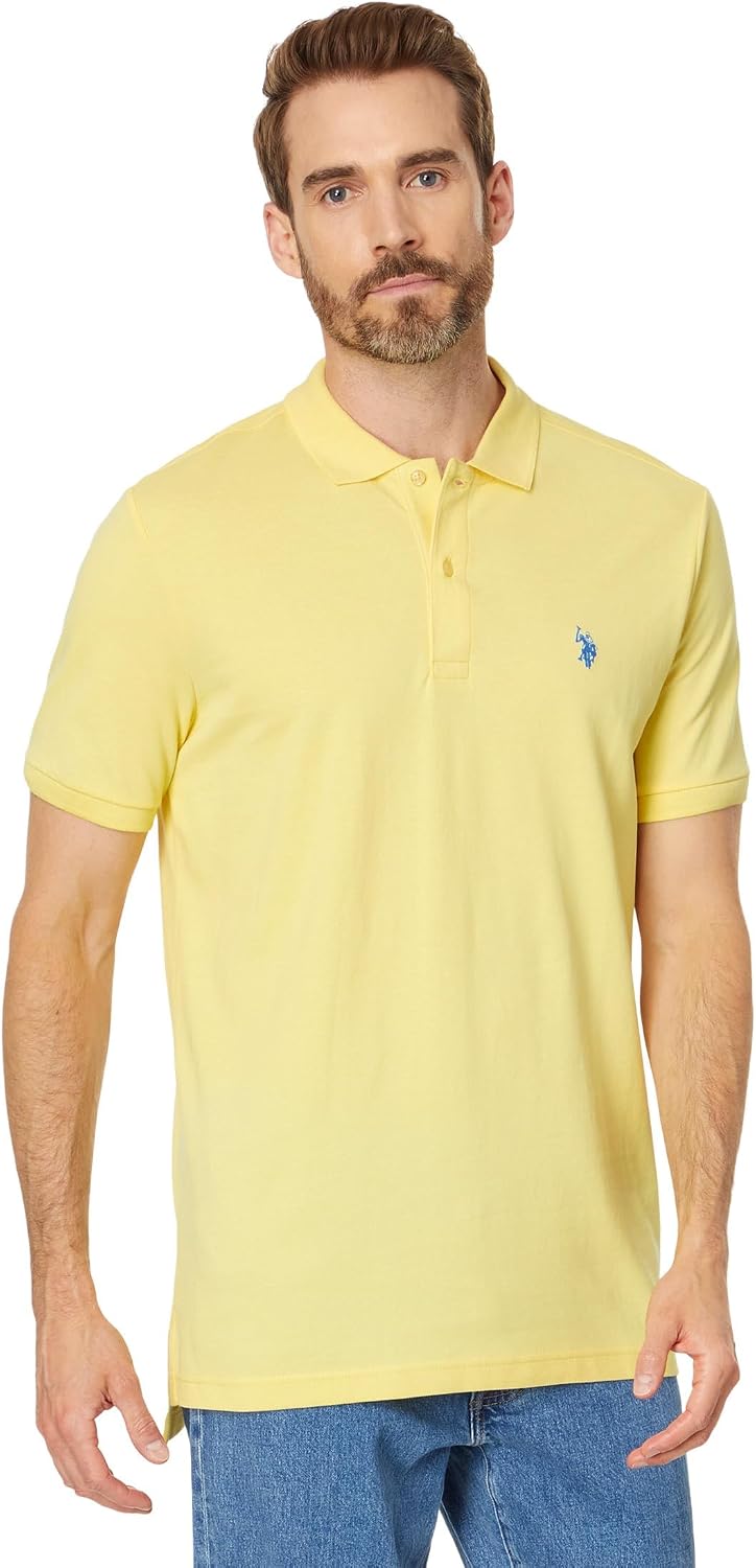 Men's Classic Pique Polo Shirt with Two Buttons, Black - Image 59