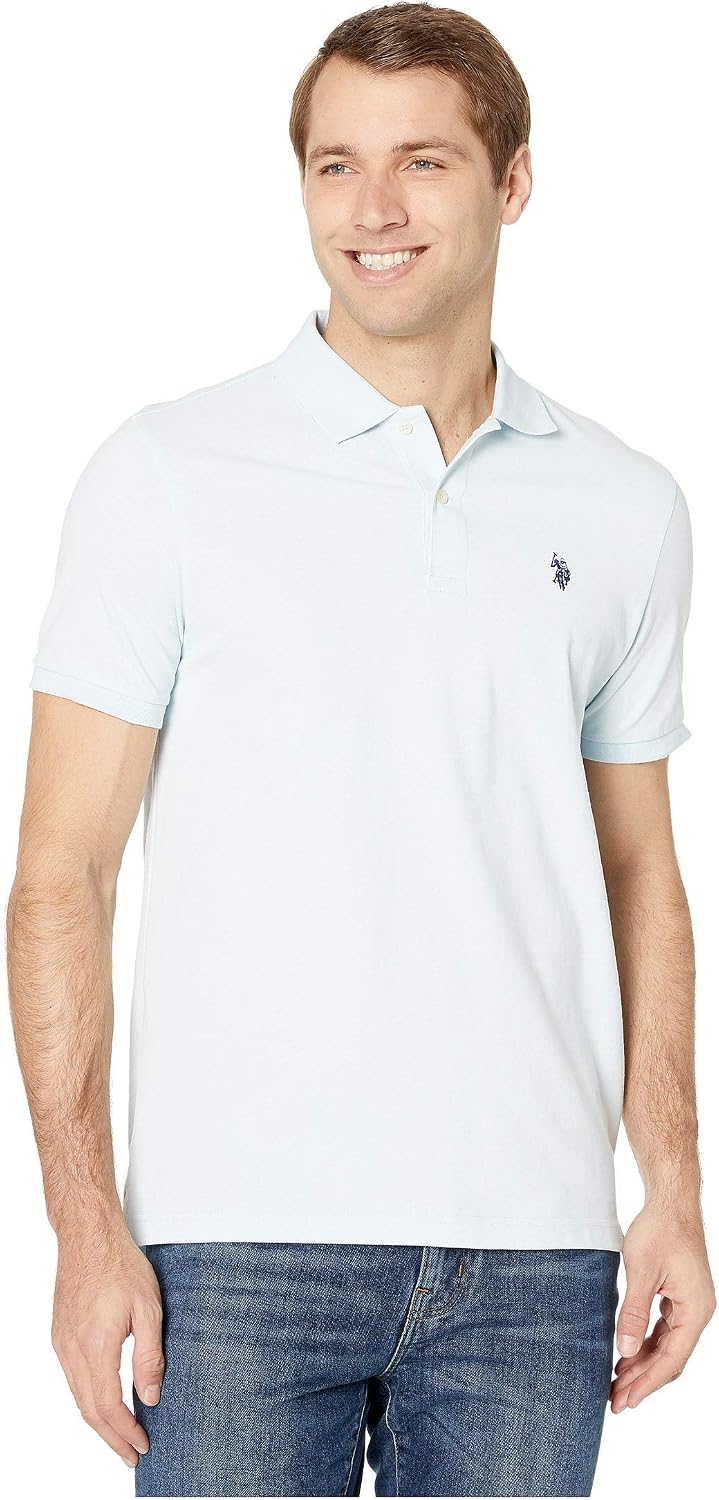 Men's Classic Pique Polo Shirt with Two Buttons, Black - Image 29
