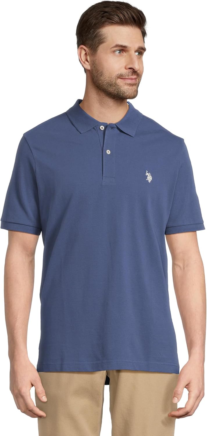 Men's Classic Pique Polo Shirt with Two Buttons, Black - Image 38
