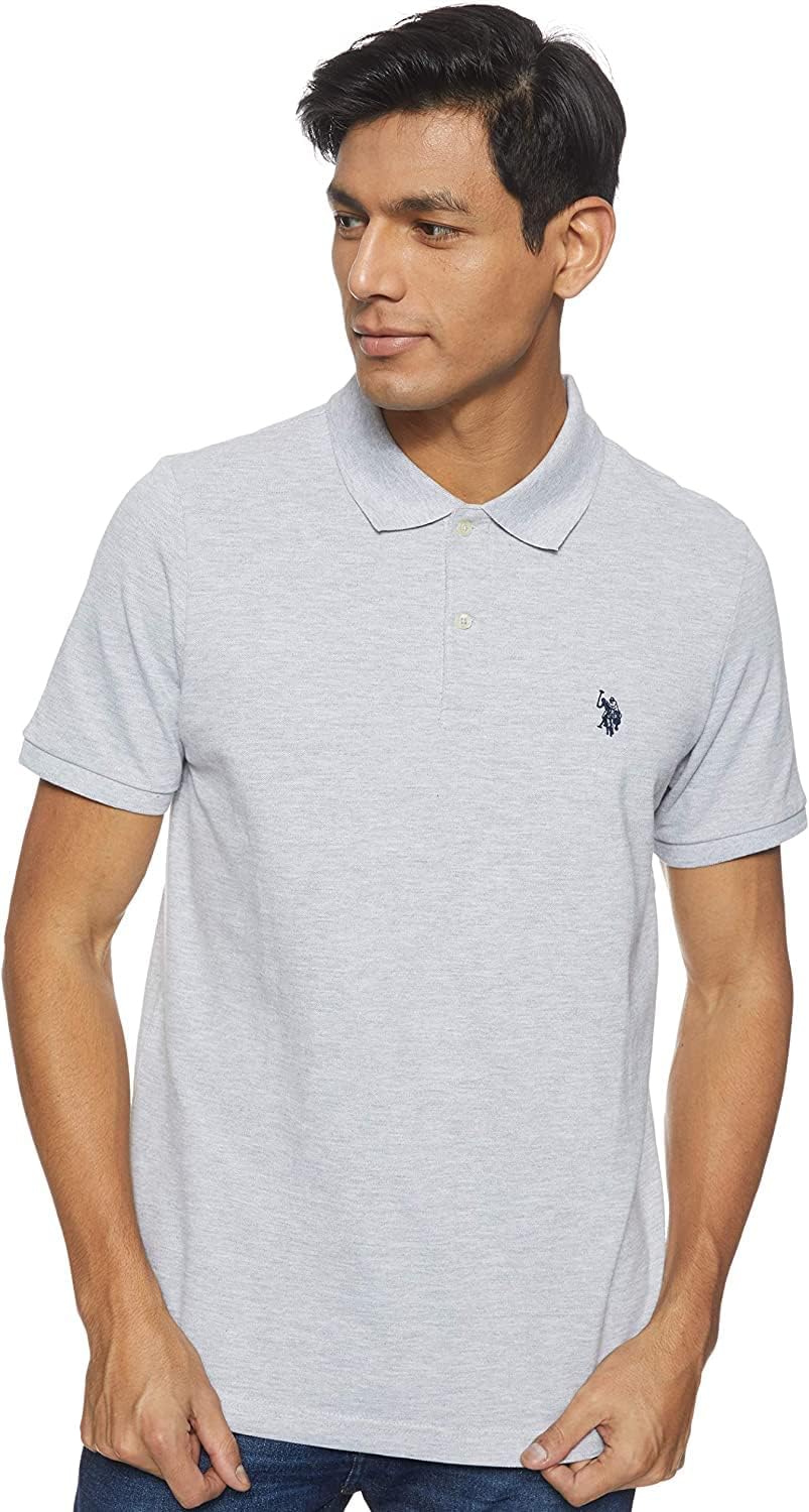 Men's Classic Pique Polo Shirt with Two Buttons, Black - Image 72