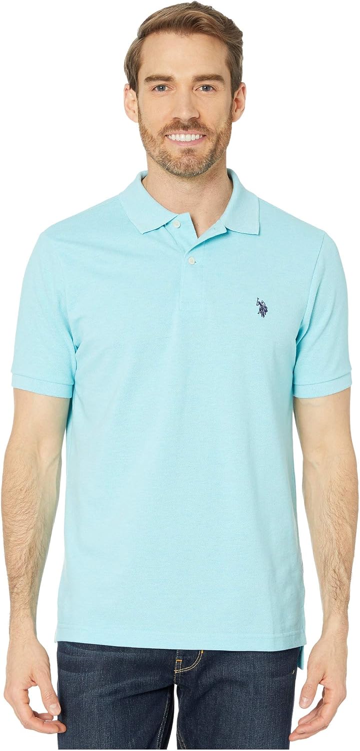 Men's Classic Pique Polo Shirt with Two Buttons, Black - Image 53
