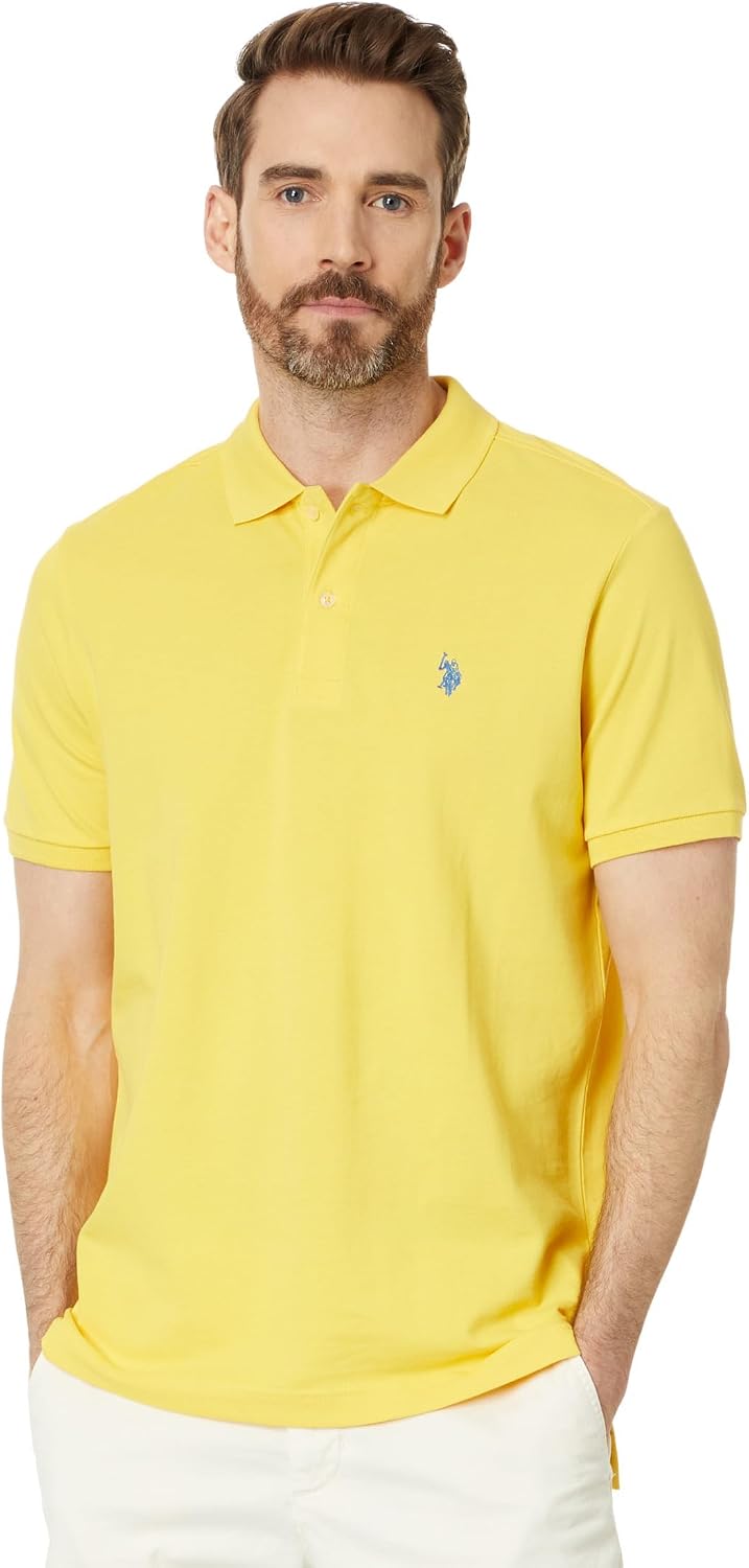 Men's Classic Pique Polo Shirt with Two Buttons, Black - Image 54