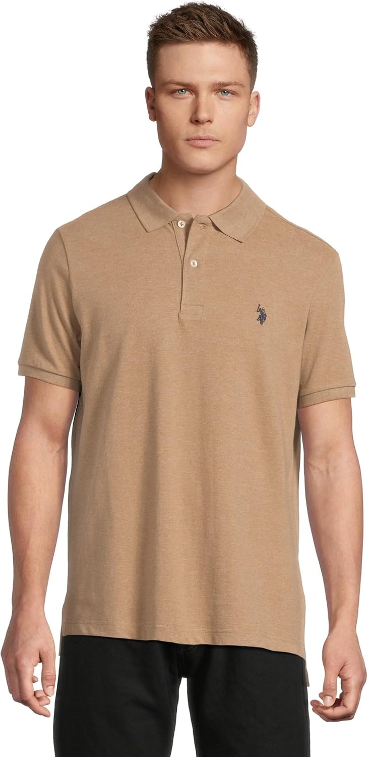 Men's Classic Pique Polo Shirt with Two Buttons, Black - Image 23