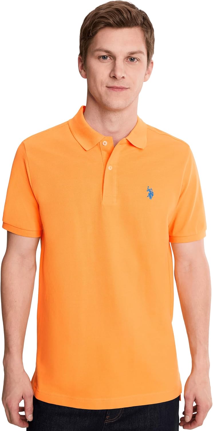 Men's Classic Pique Polo Shirt with Two Buttons, Black - Image 95