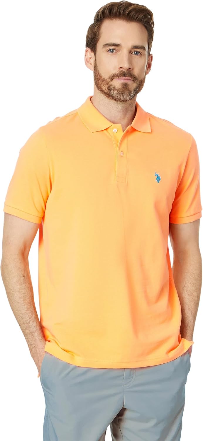Men's Classic Pique Polo Shirt with Two Buttons, Black - Image 84