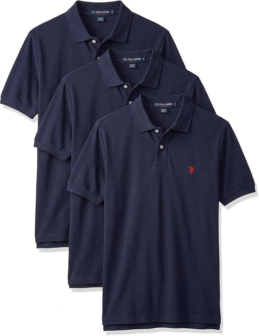 Men's Classic Pique Polo Shirt with Two Buttons, Black - Image 80