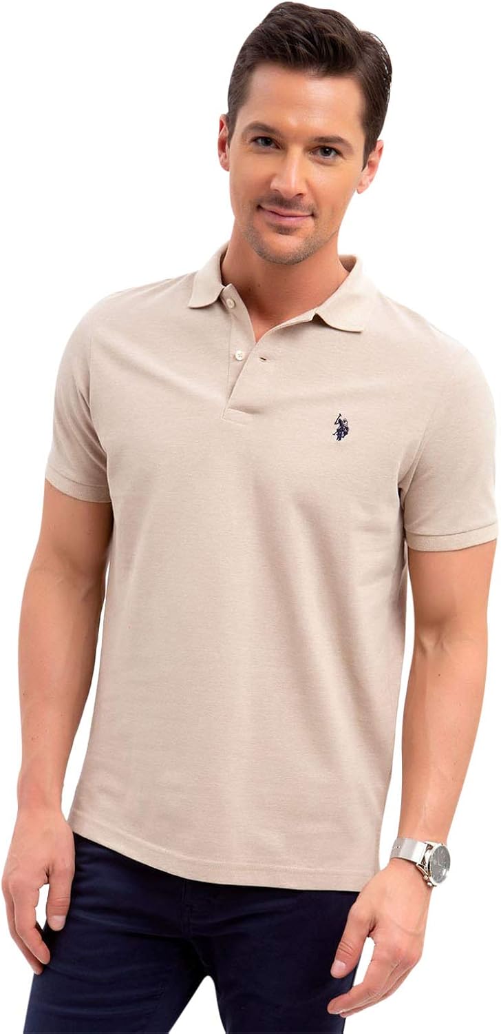 Men's Classic Pique Polo Shirt with Two Buttons, Black - Image 63