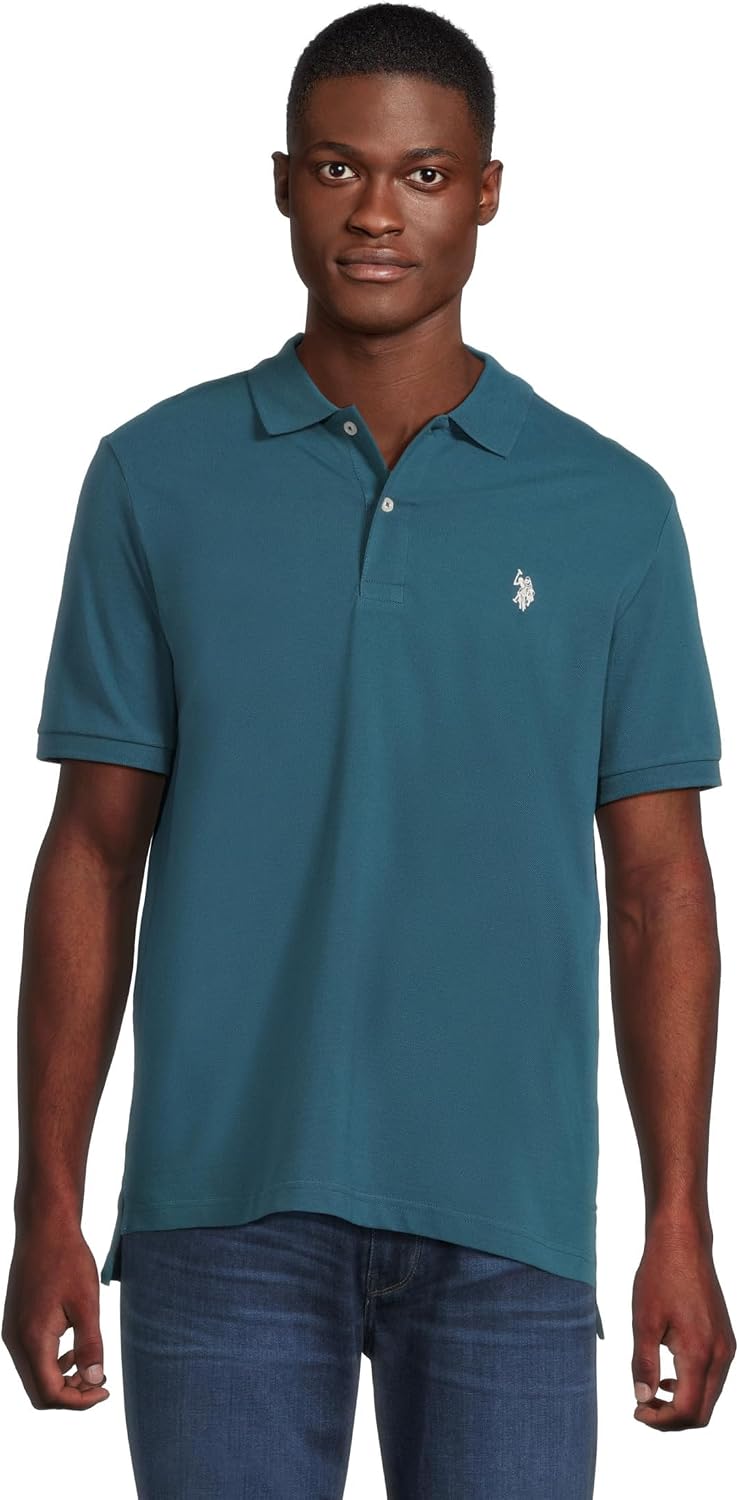 Men's Classic Pique Polo Shirt with Two Buttons, Black - Image 70