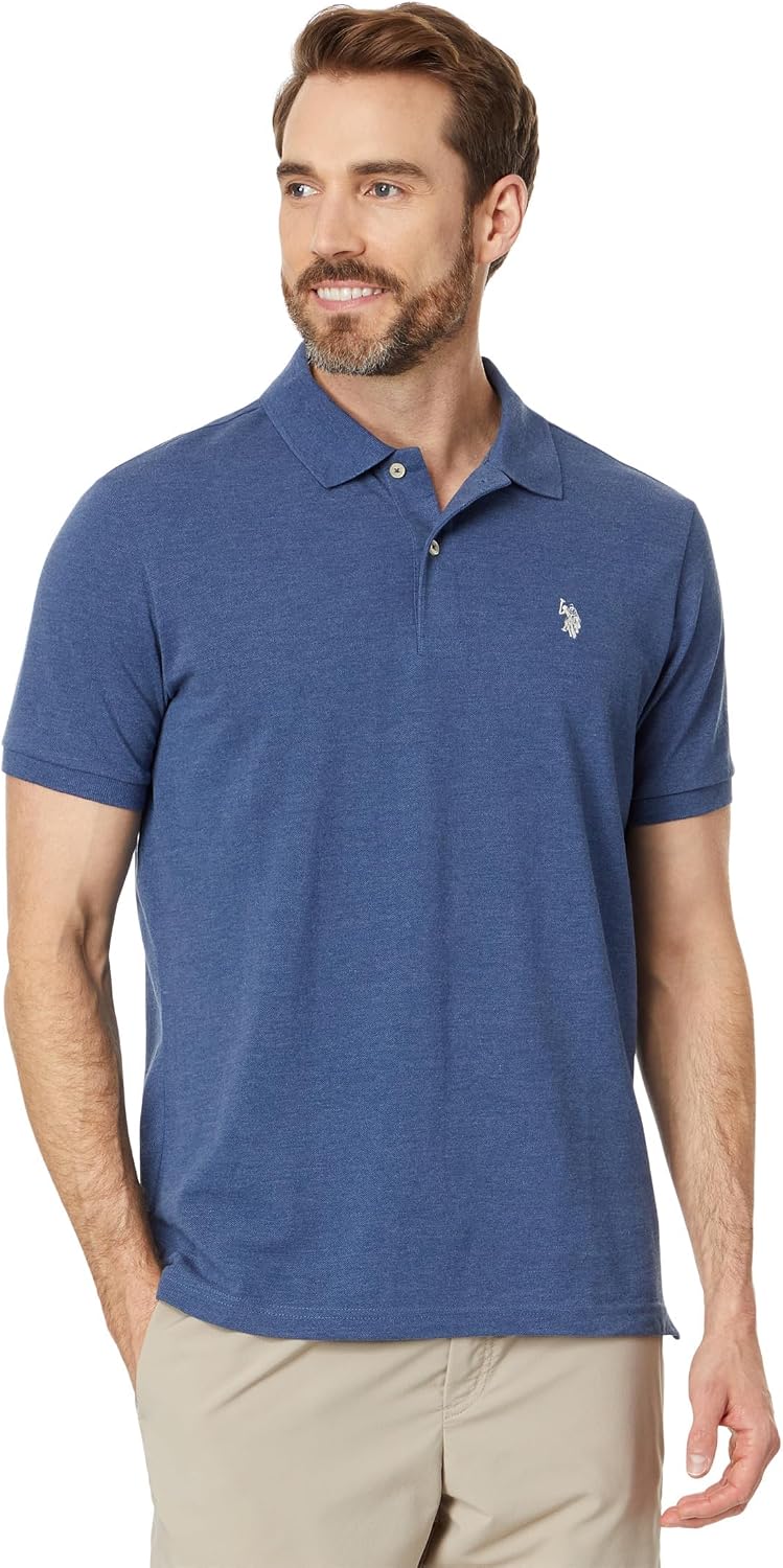 Men's Classic Pique Polo Shirt with Two Buttons, Black - Image 28