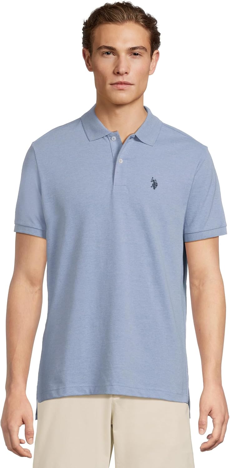 Men's Classic Pique Polo Shirt with Two Buttons, Black - Image 77
