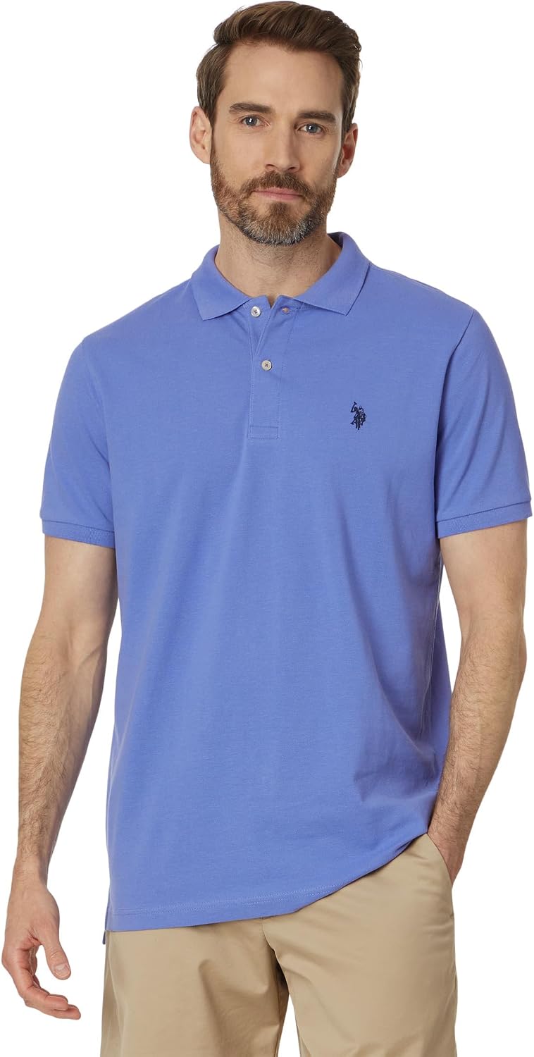 Men's Classic Pique Polo Shirt with Two Buttons, Black - Image 62