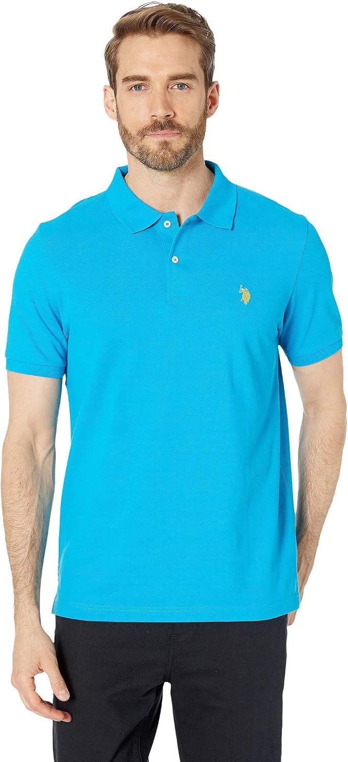 Men's Classic Pique Polo Shirt with Two Buttons, Black - Image 18