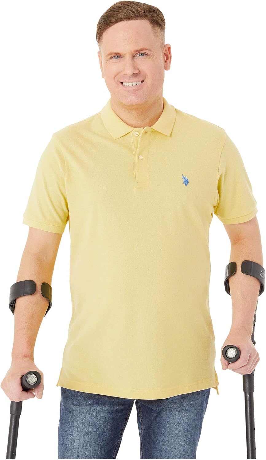 Men's Classic Pique Polo Shirt with Two Buttons, Black - Image 99
