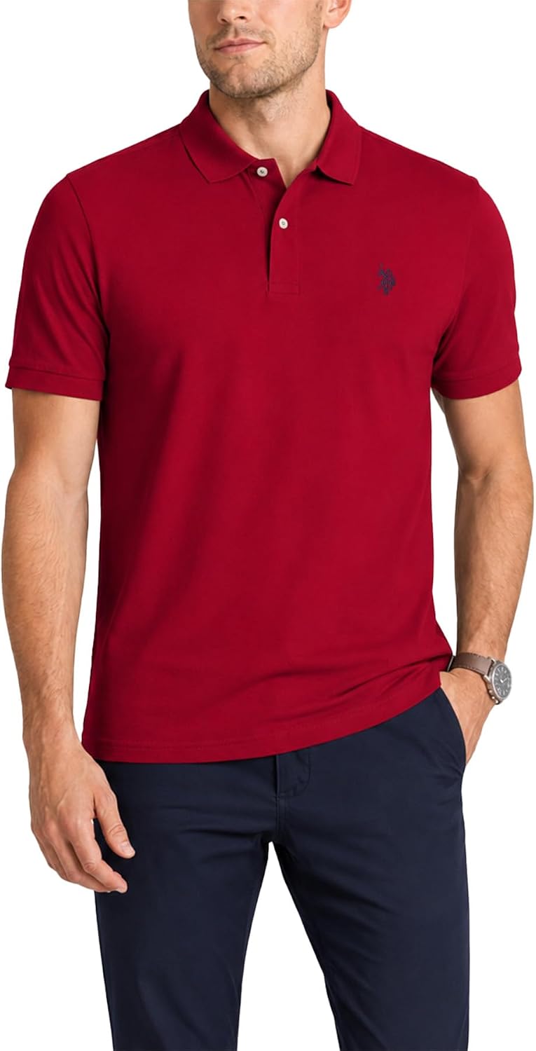 Men's Classic Pique Polo Shirt with Two Buttons, Black - Image 27