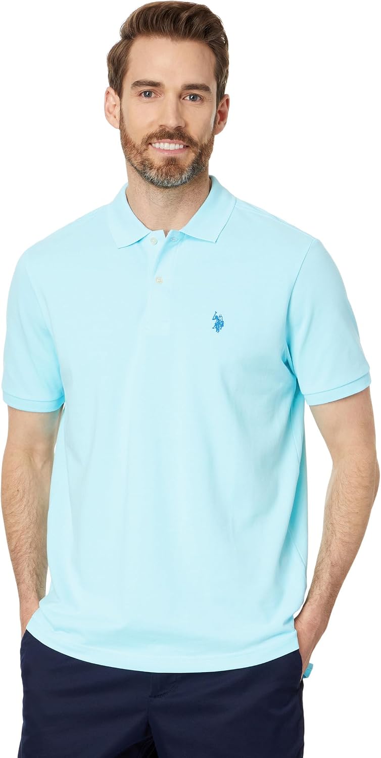 Men's Classic Pique Polo Shirt with Two Buttons, Black - Image 87