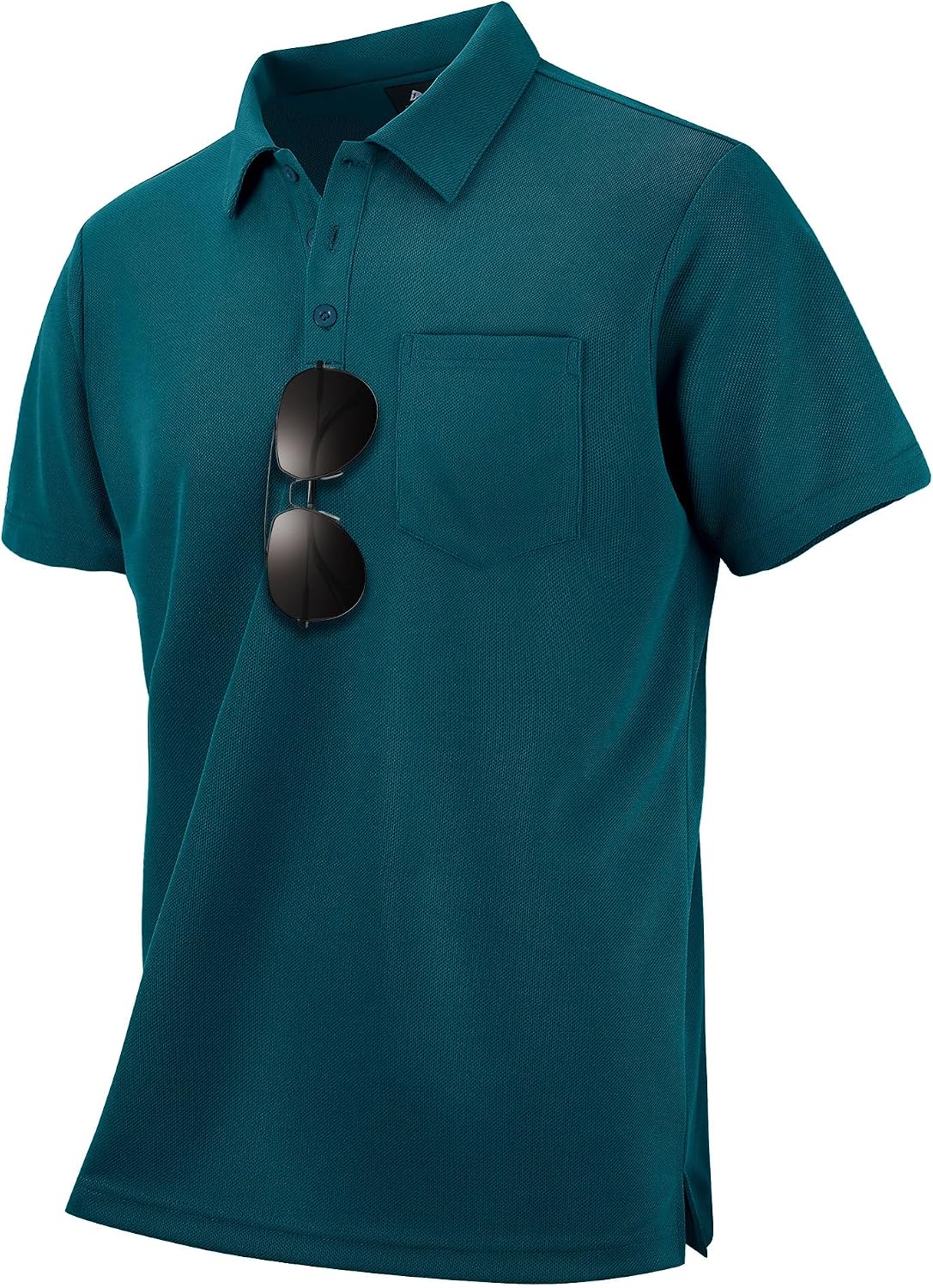 Men's Light Blue Short Sleeve Polo with Chest Pocket - Image 13