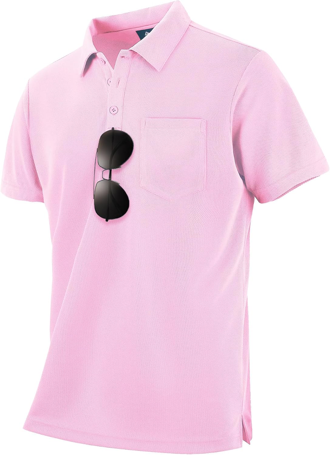 Men's Light Blue Short Sleeve Polo with Chest Pocket - Image 8
