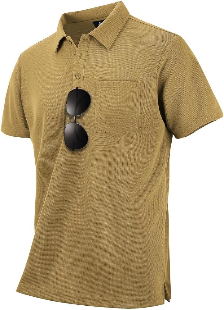 Men's Light Blue Short Sleeve Polo with Chest Pocket - Image 10