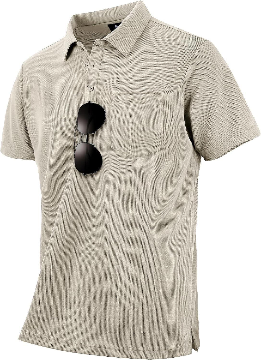 Men's Light Blue Short Sleeve Polo with Chest Pocket - Image 19