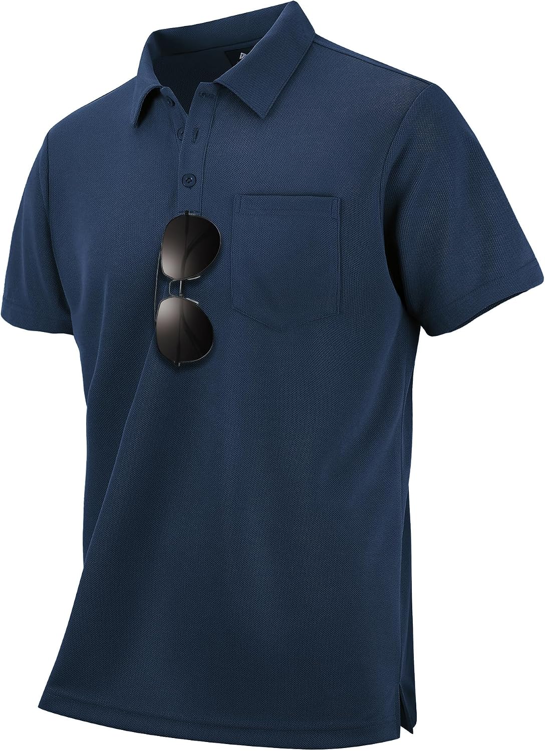 Men's Light Blue Short Sleeve Polo with Chest Pocket - Image 7