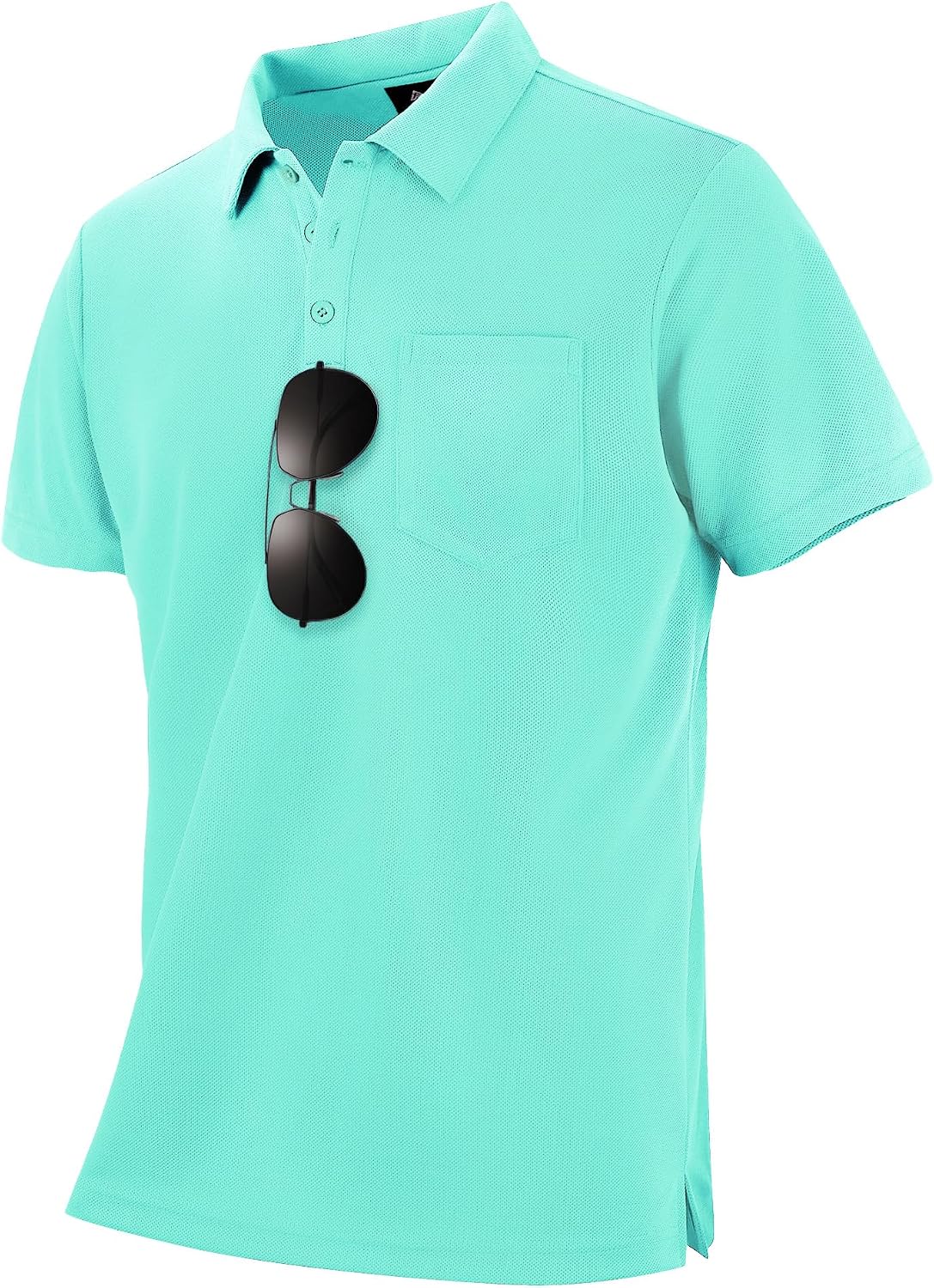 Men's Light Blue Short Sleeve Polo with Chest Pocket - Image 21