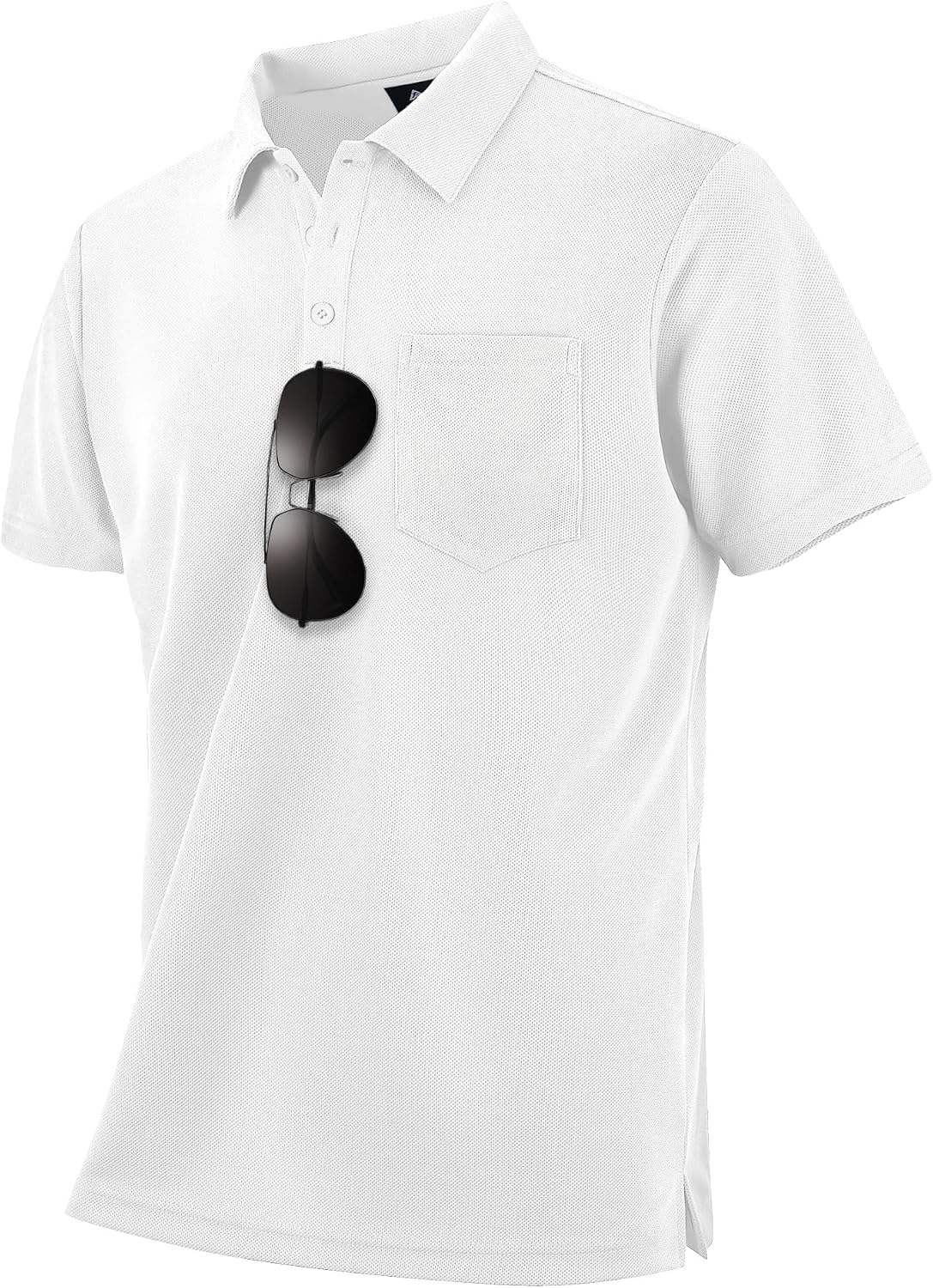 Men's Light Blue Short Sleeve Polo with Chest Pocket - Image 12