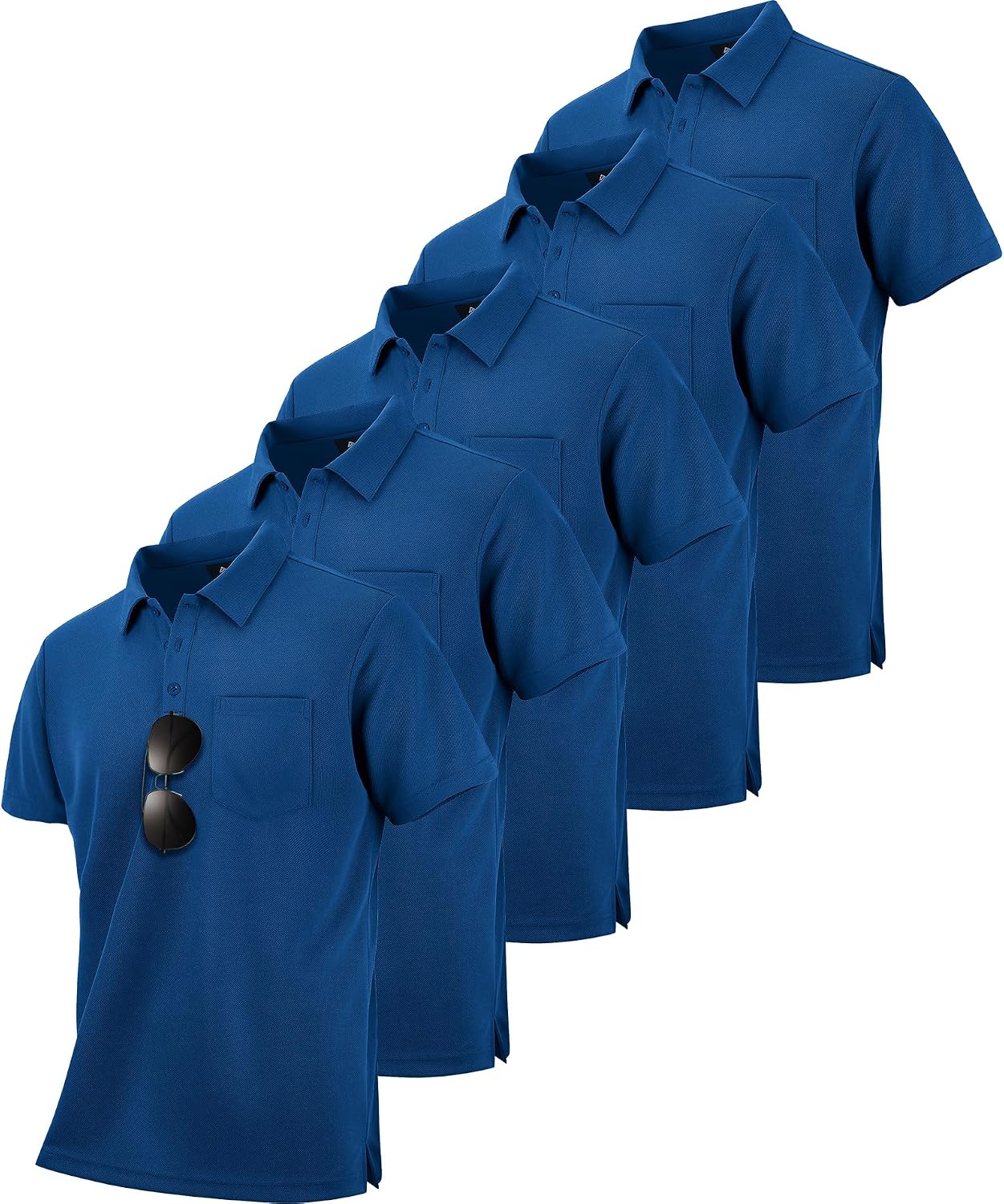 Men's Quick Dry Collared Polo Shirts, Short Sleeve, 5-Pack - Image 20